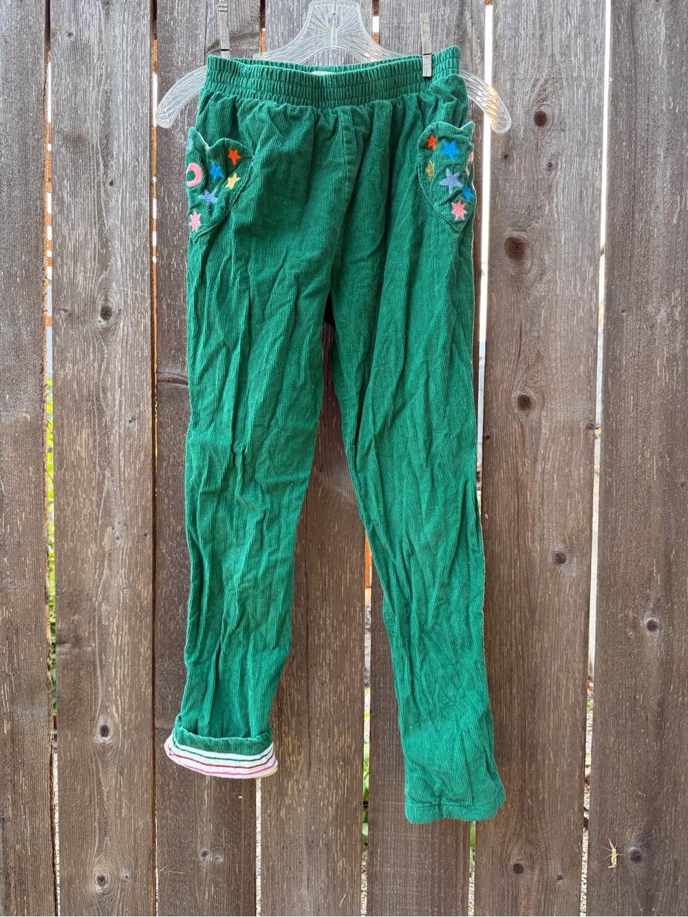 Girls 12 Mini Boden Lined Corduroy Pants with Star Embroidery